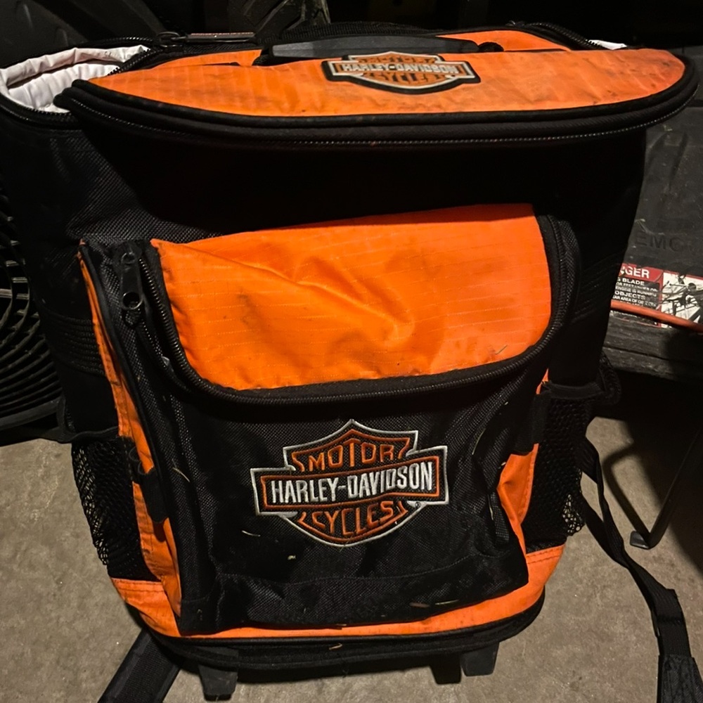 Harley Davidson Insulated Rolling Cooler Backpack Travel Bag Hd Motorcycle